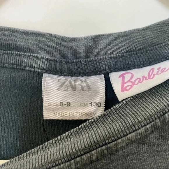 NWT Zara x Barbie Tee Shirt Top Pink Black Vacay Mode XS - Picture 5 of 10
